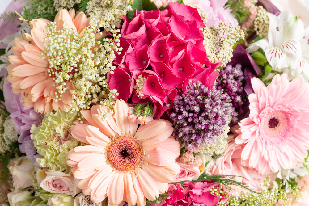 Close Up,of,a,beautiful,bouquet,of,assorted,flowers,of,gerbera,