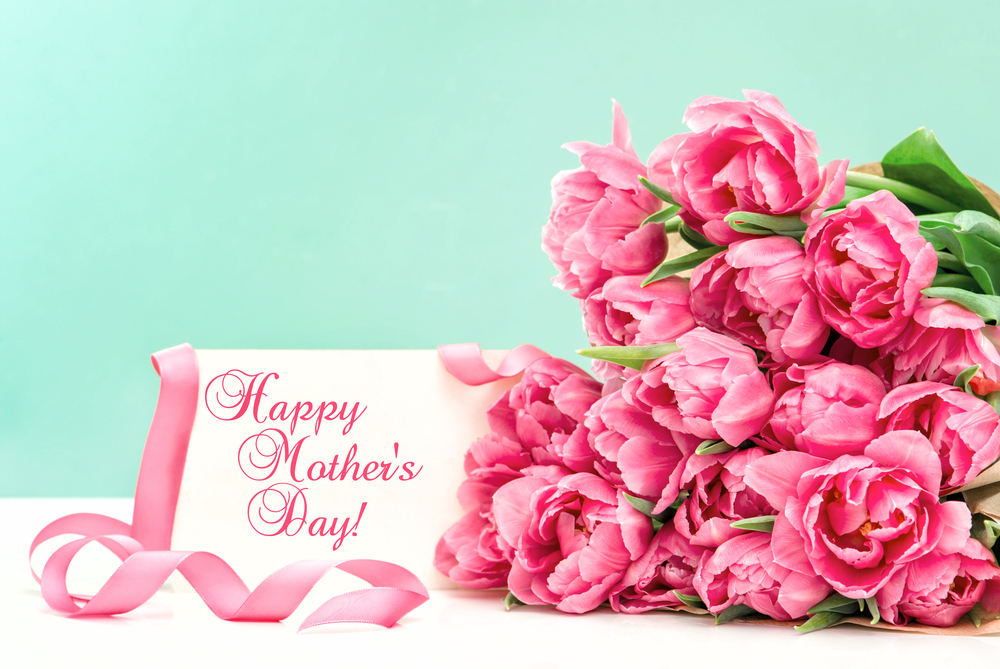 Pink,tulips,and,greeting,card.,happy,mother's,day!